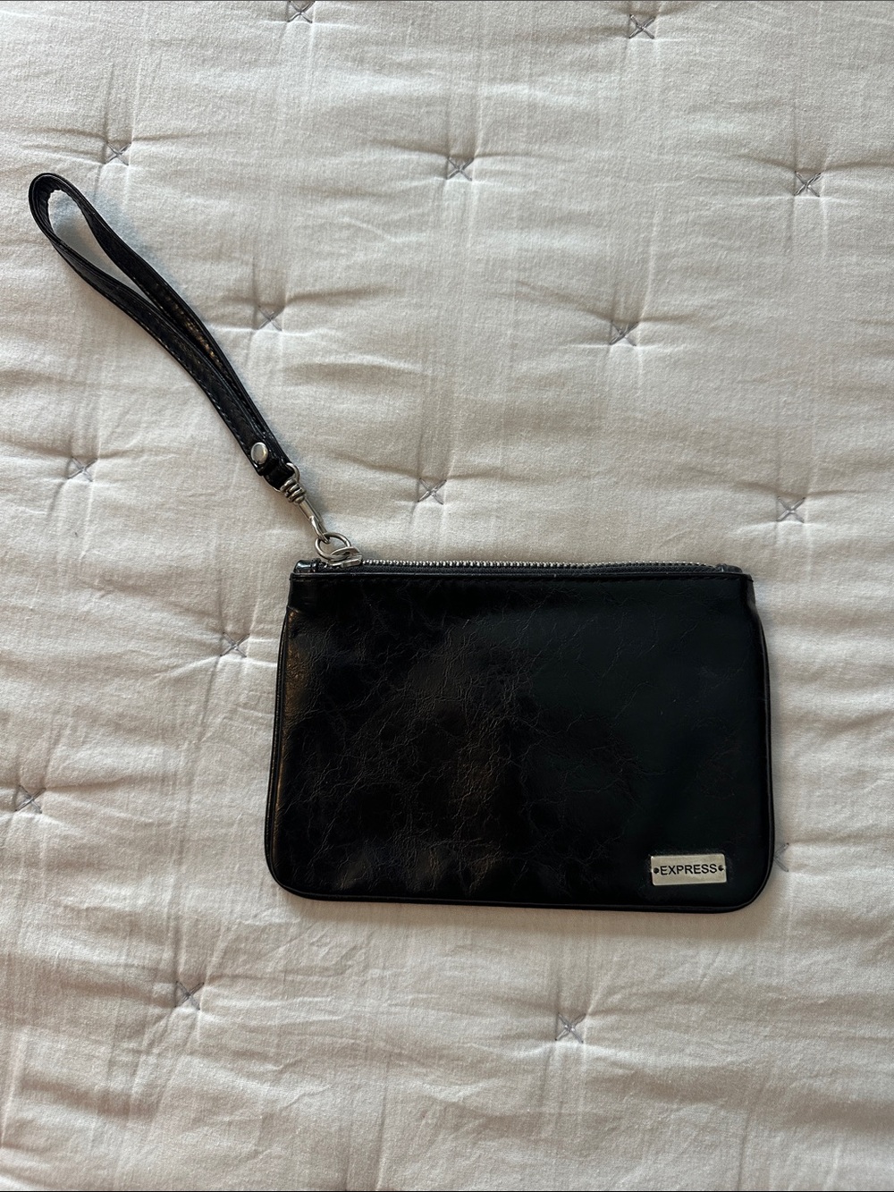 Express Black Leather-Look Wristlet Clutch